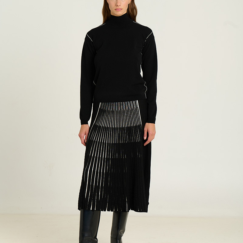 Falda midi punto radial