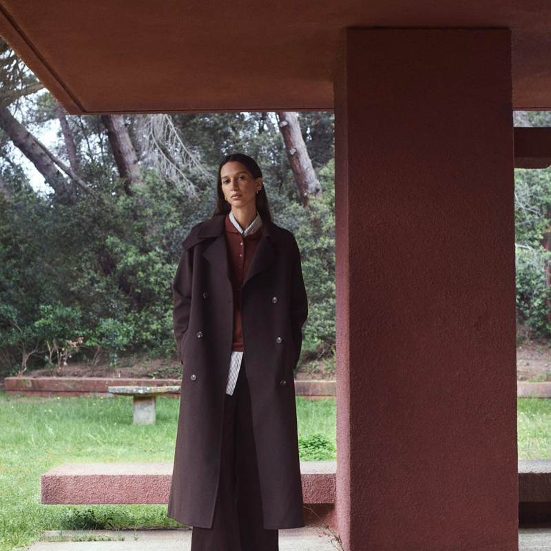 Abrigo largo mezcla lana