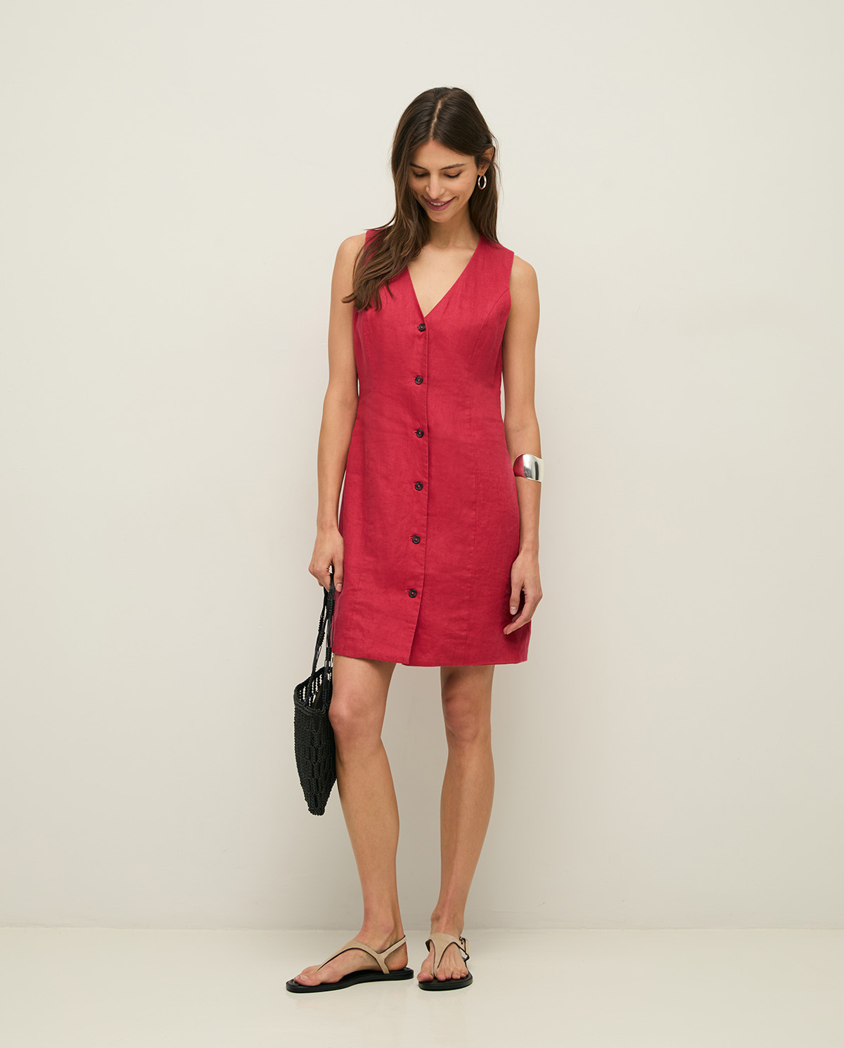 Vestido corto lino - Imagen 2