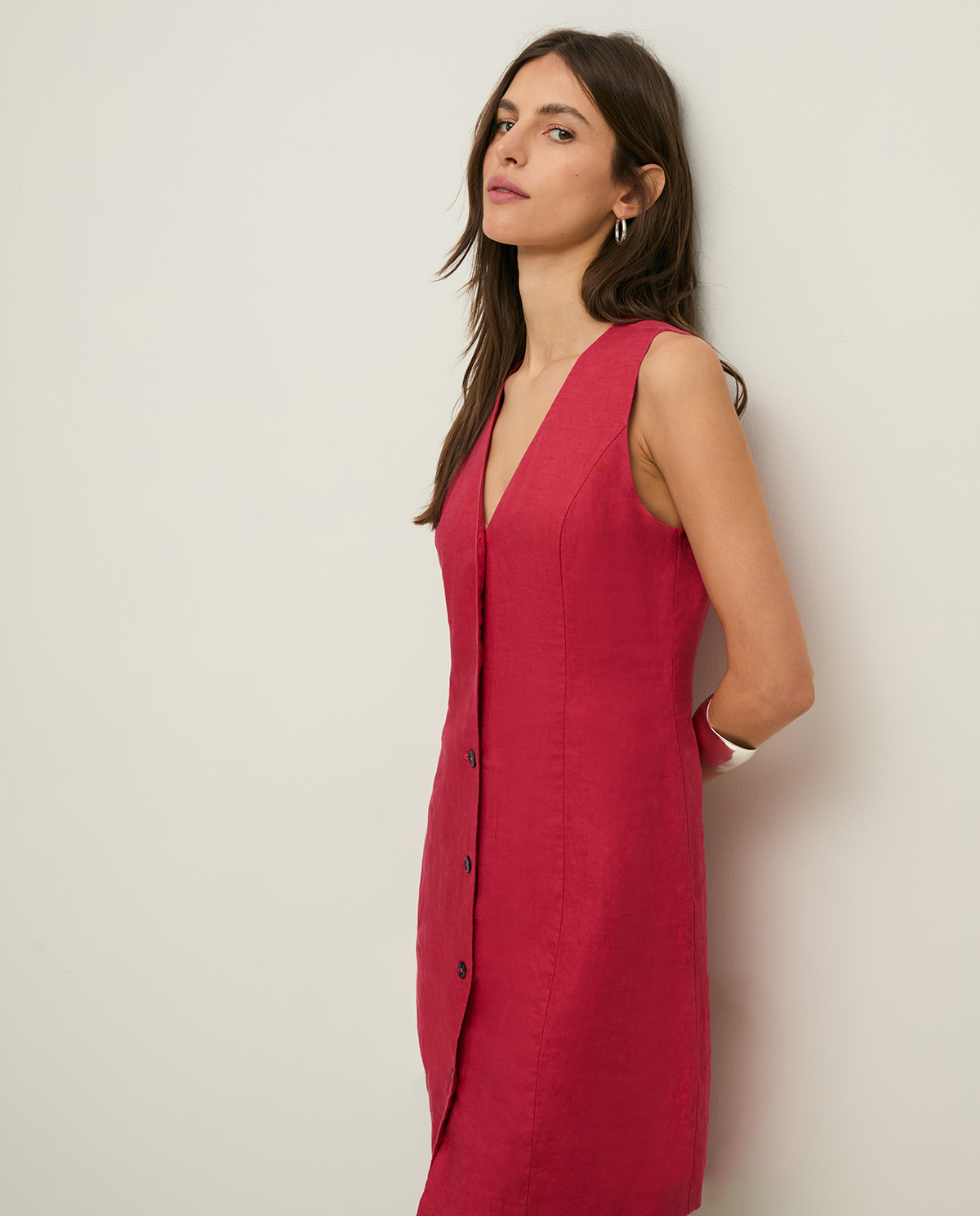 Vestido corto lino - Imagen 3