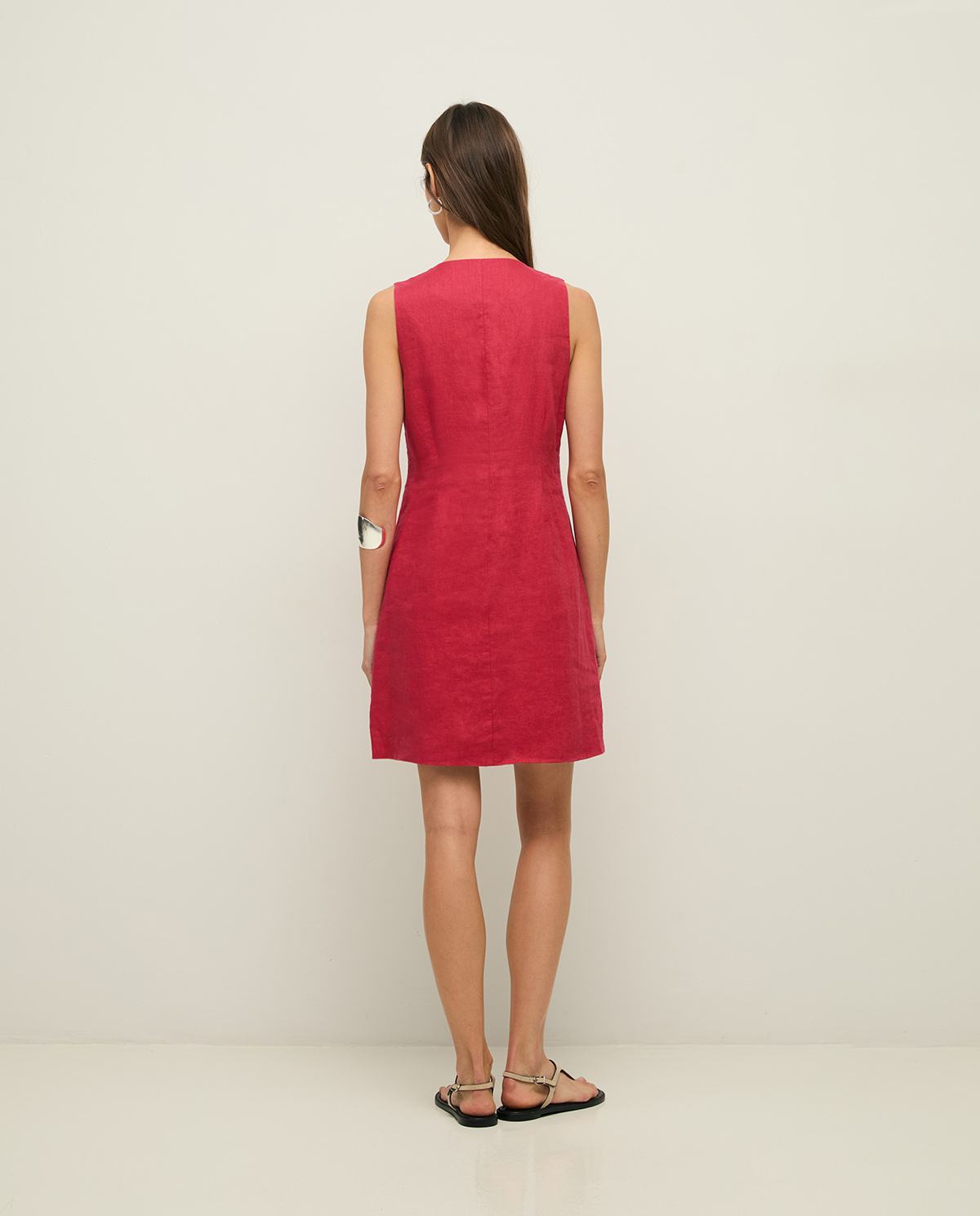 Vestido corto lino - Imagen 6