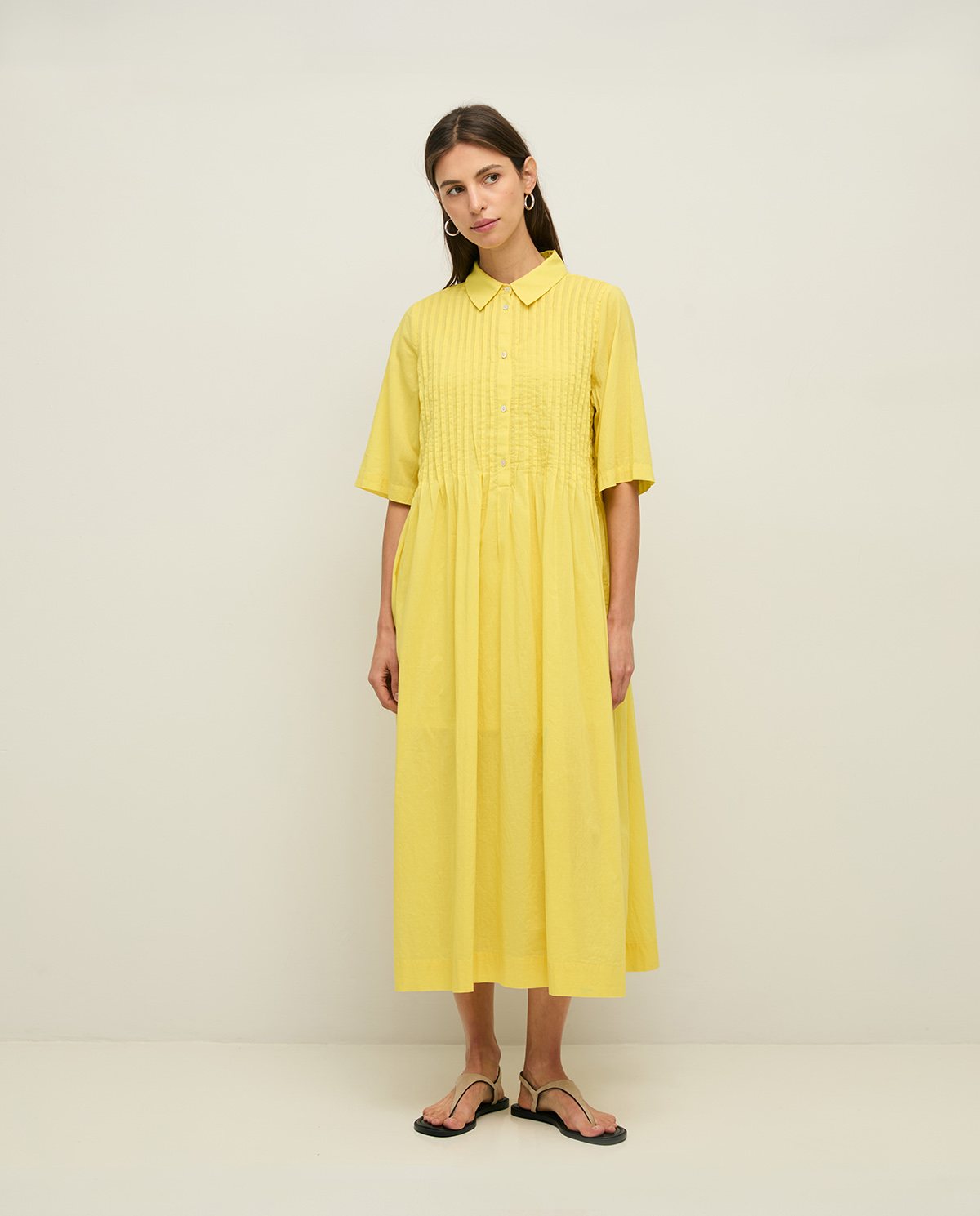 Vestido camisero largo fluido - Imagen 11