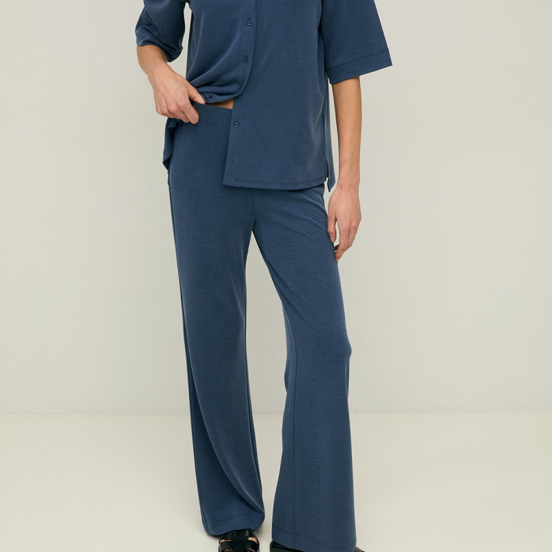 Pantalón wide leg cintura elástica