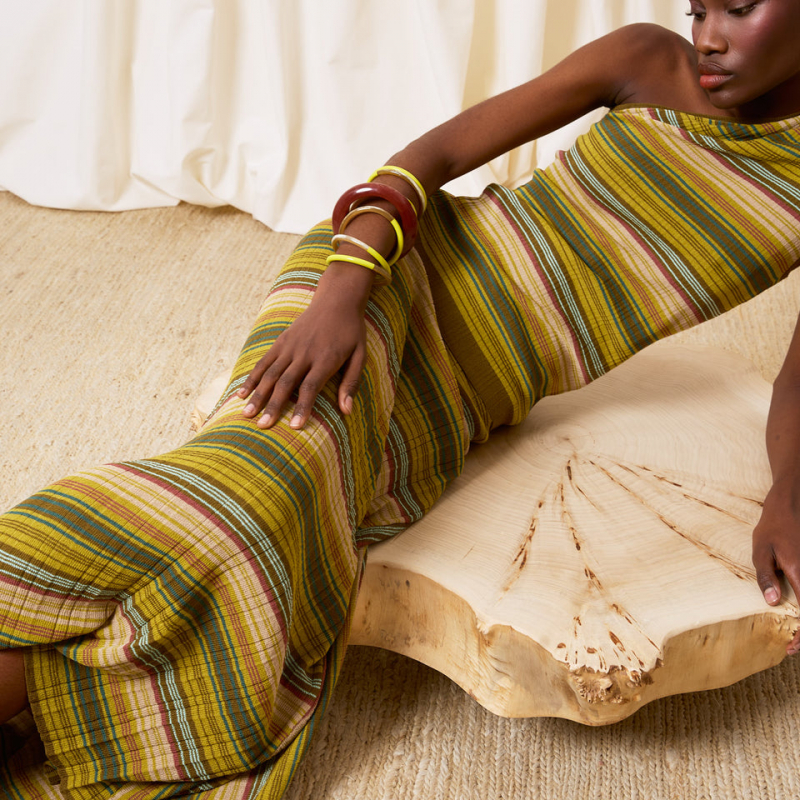 Falda larga asimétrica rayas