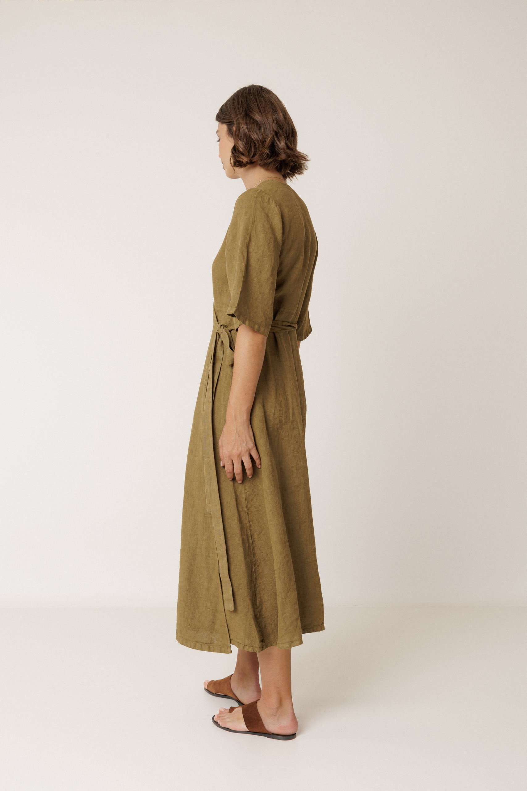 Vestido cruzado lino - Imagen 3