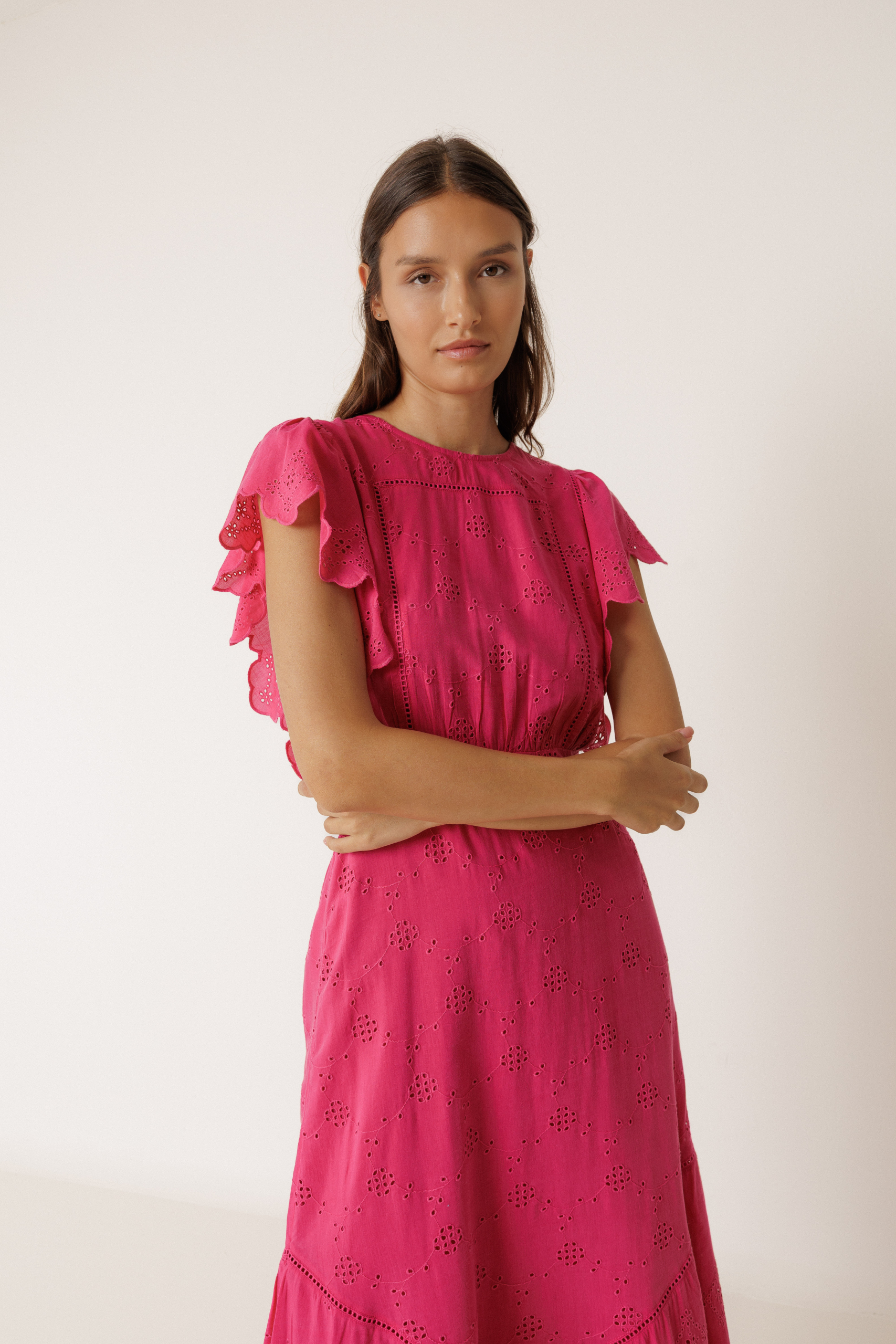 Maxi vestido bordado suizo