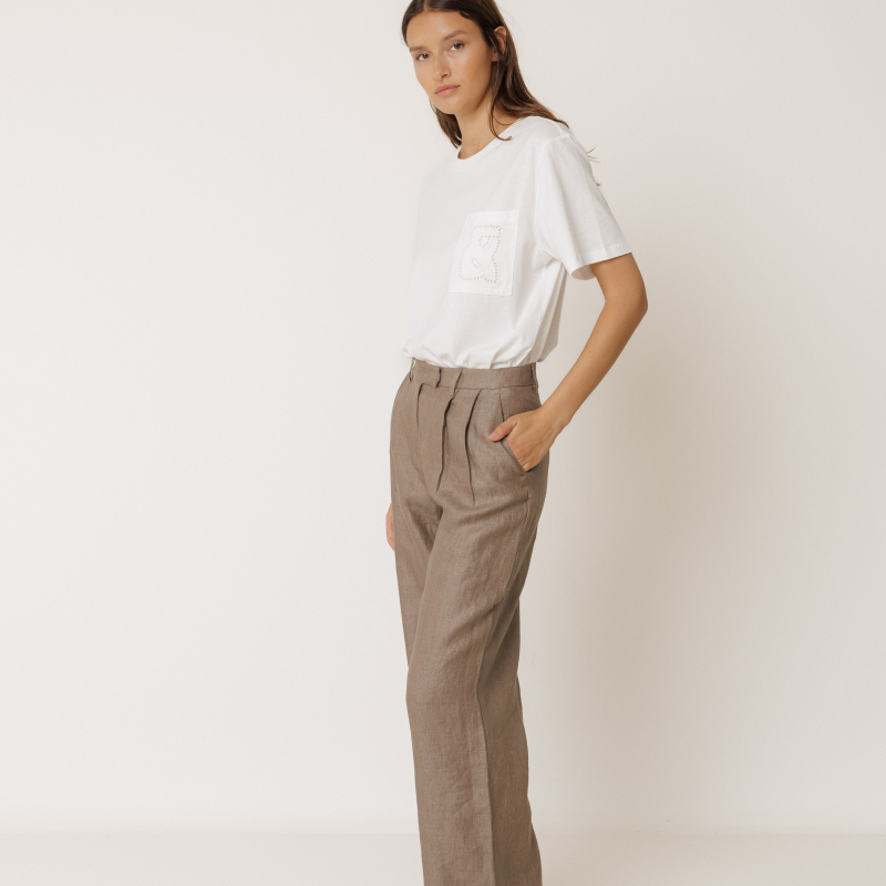 Pantalón pinzas lino