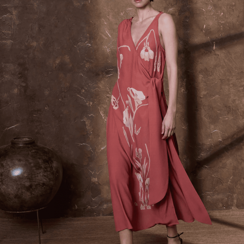 Vestido midi rosa