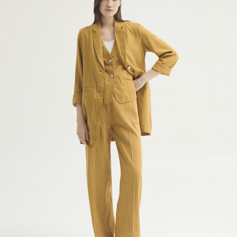 Pantalón lino ralla