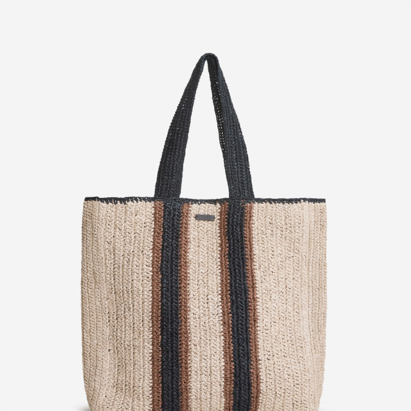 Bolso maxi rafia con franjas