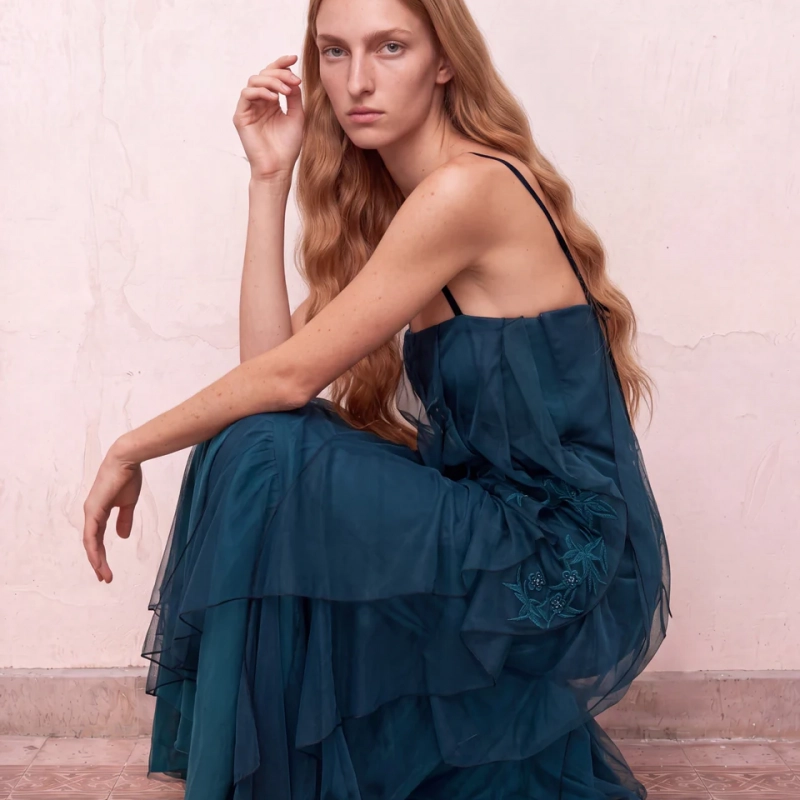 Vestido de tul azul