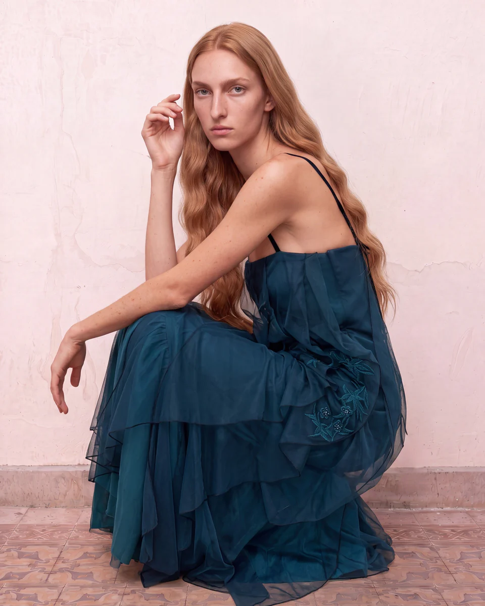 Vestido de tul azul