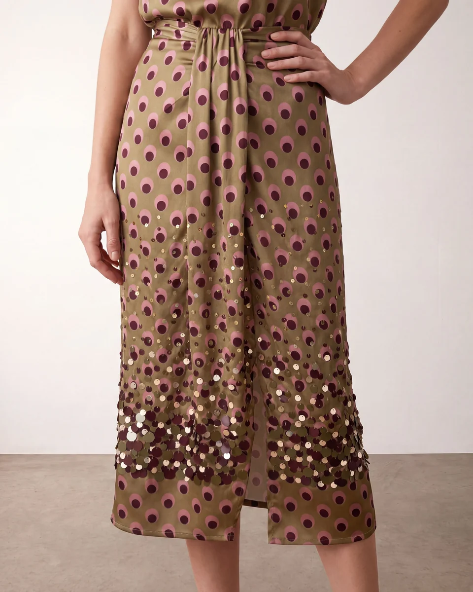Vestido verde lunares con lentejuelas - Imagen 5