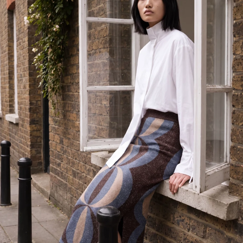 Falda de jacquard en lurex
