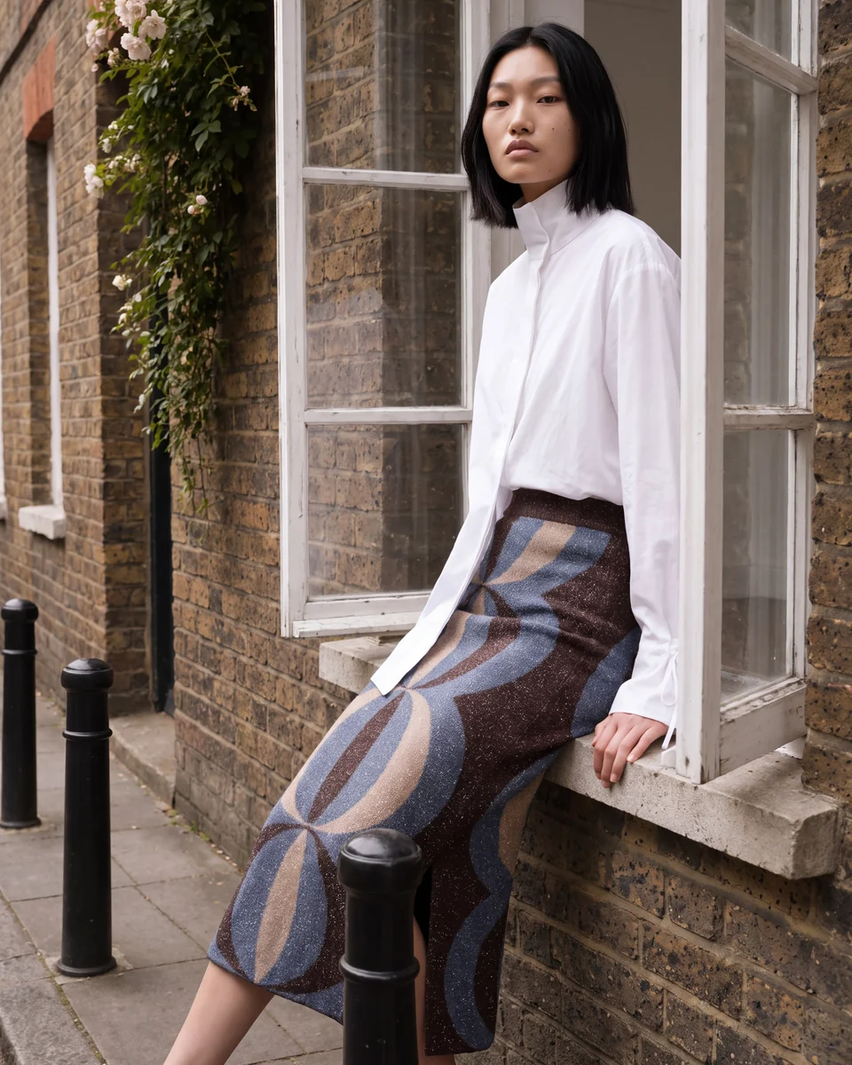Falda de jacquard en lurex