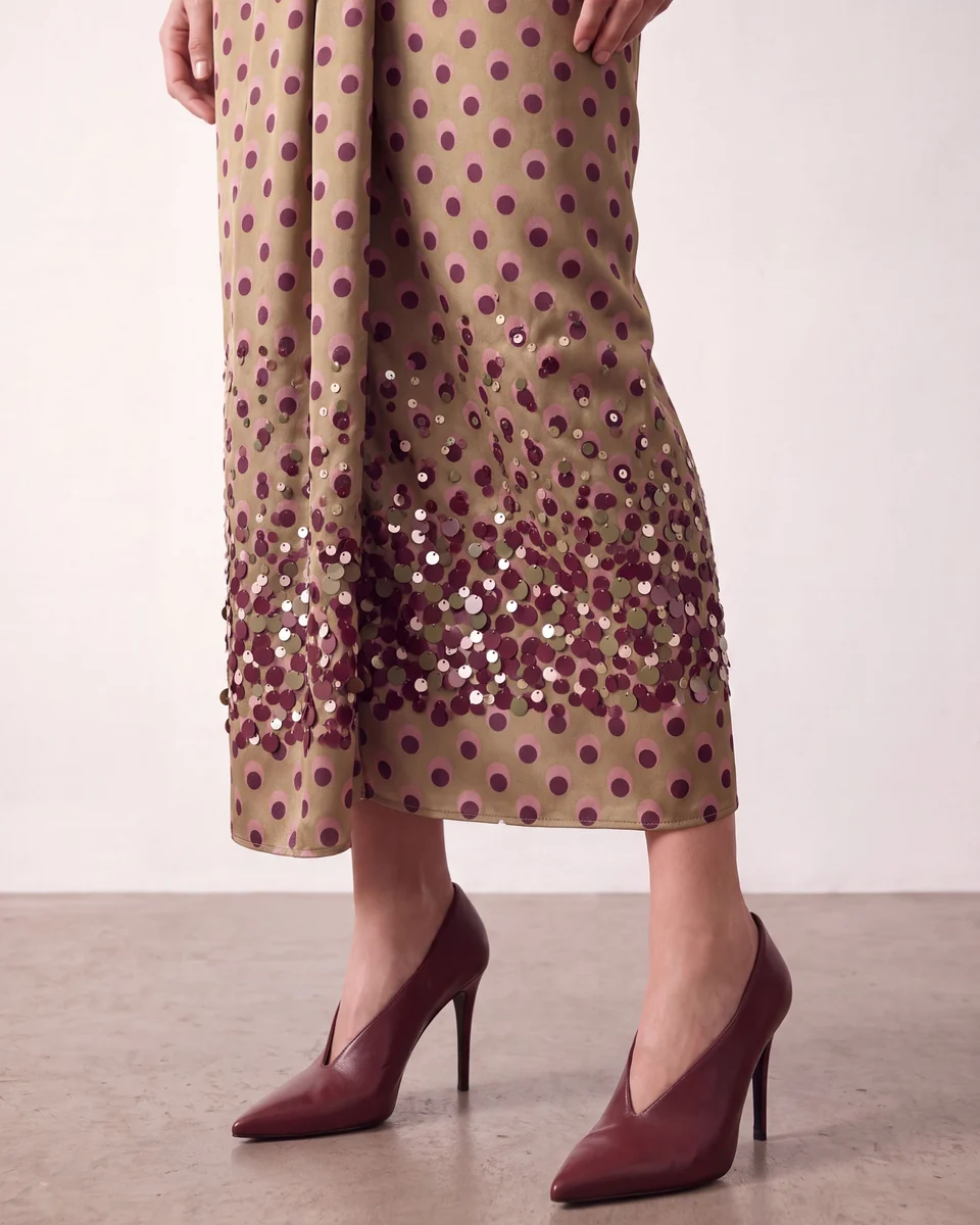 Falda verde lunares con lentejuelas - Imagen 3