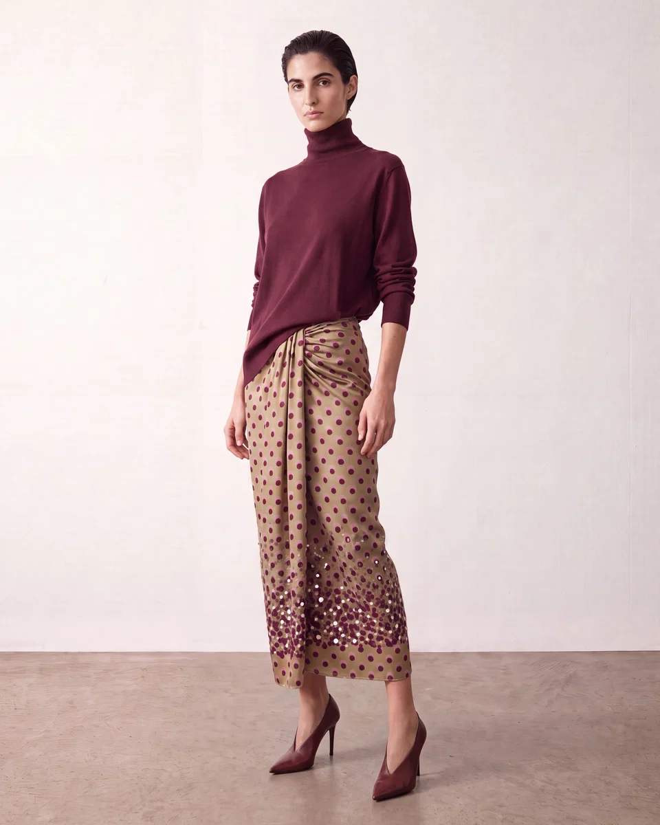 Falda verde lunares con lentejuelas - Imagen 2