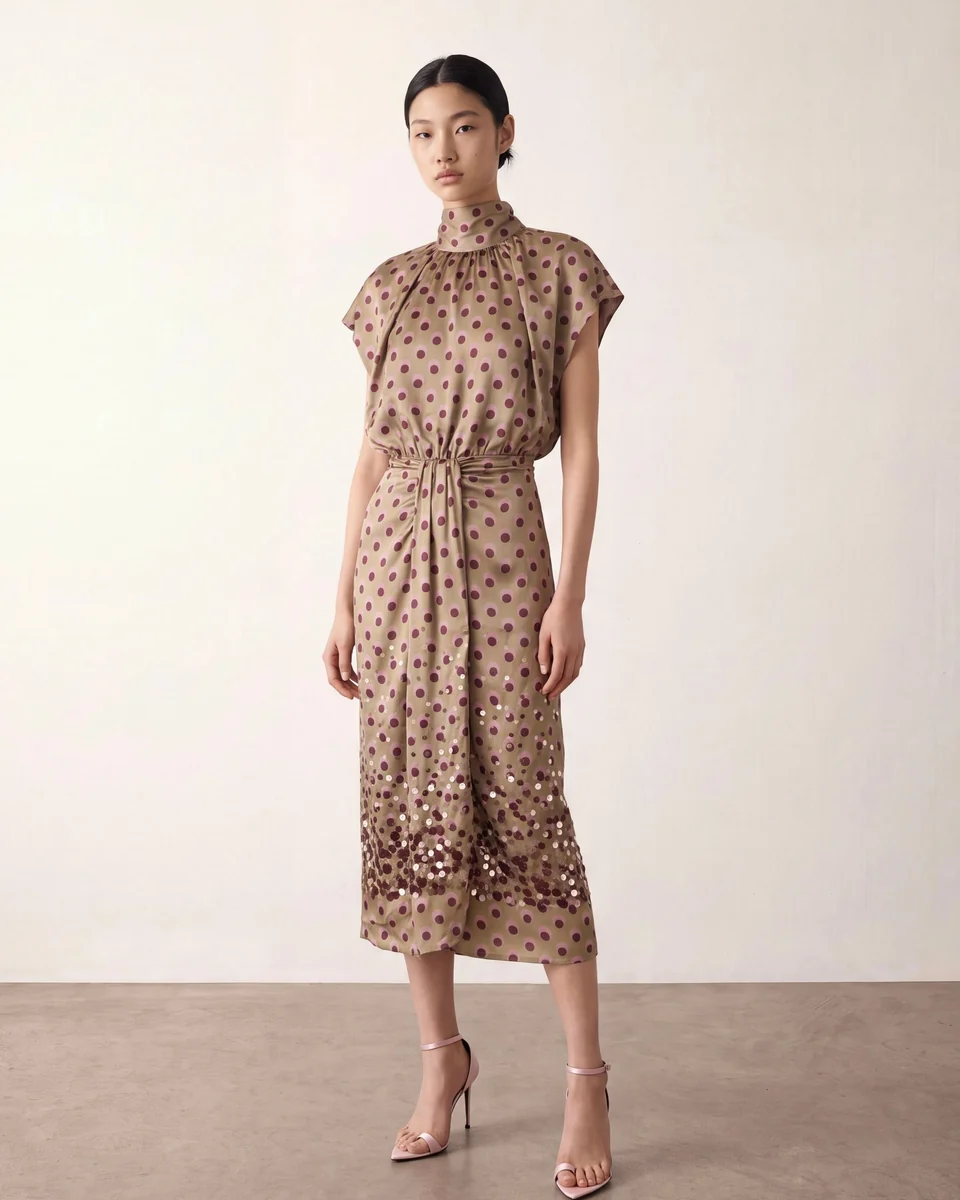 Vestido verde lunares con lentejuelas - Imagen 2