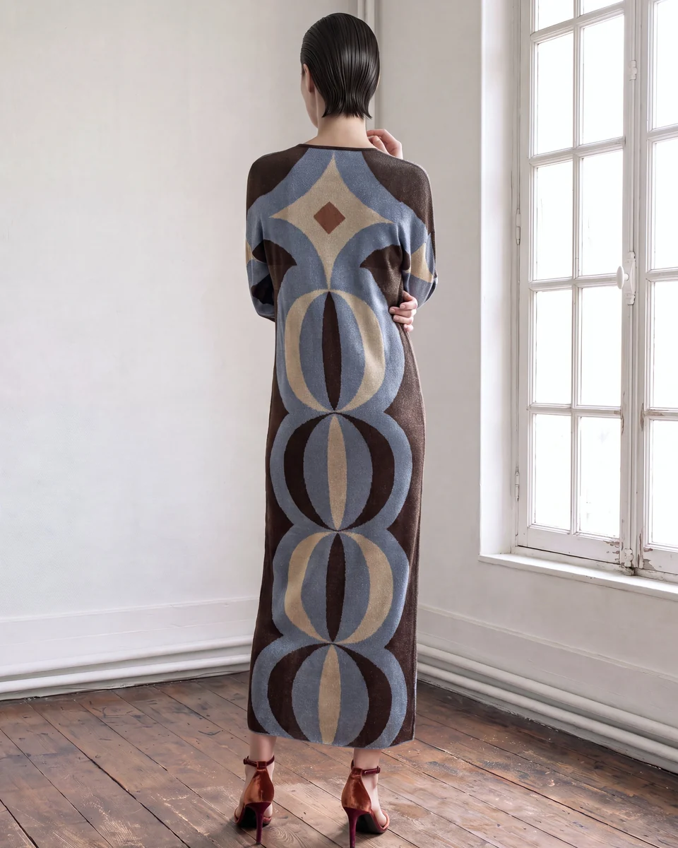 Vestido de jacquard en lurex azul - Imagen 4
